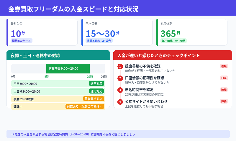 金券買取フリーダムの入金スピードと対応状況