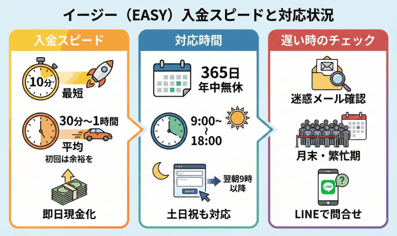 イージー（EASY）の入金スピードと対応状況