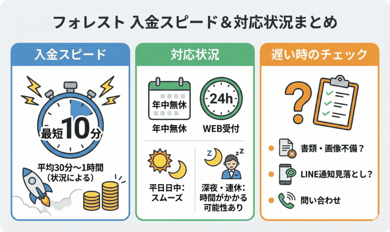 フォレストの入金スピードと対応状況