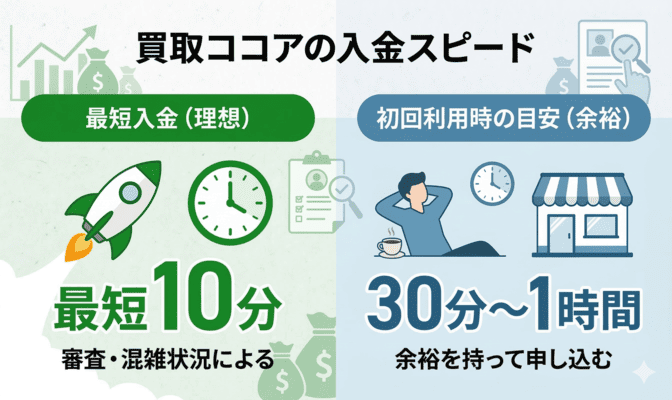 買取ココアの入金スピードと対応状況