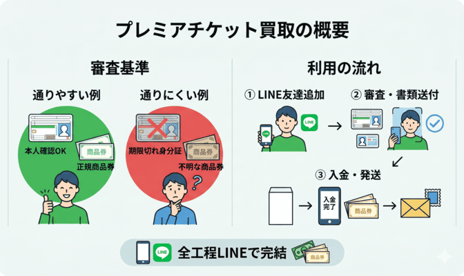 プレミアチケット買取の審査基準と利用の流れ