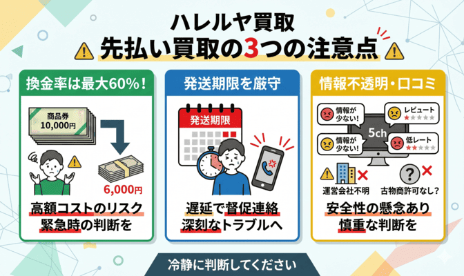 ハレルヤ買取の先払い買取を利用する際の注意点
