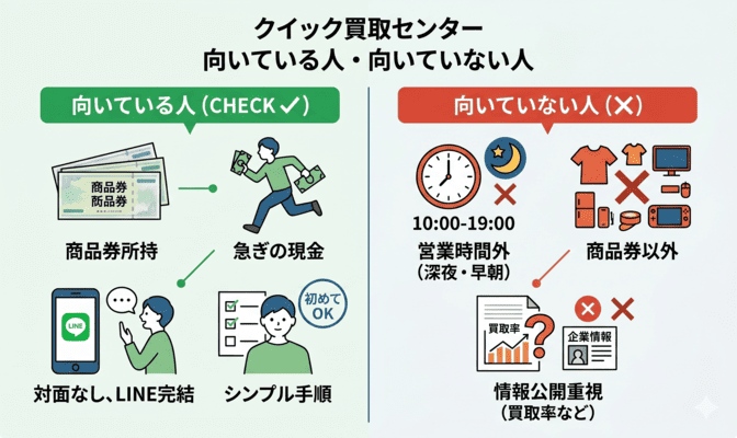 クイック買取センターが向いている人・向いていない人